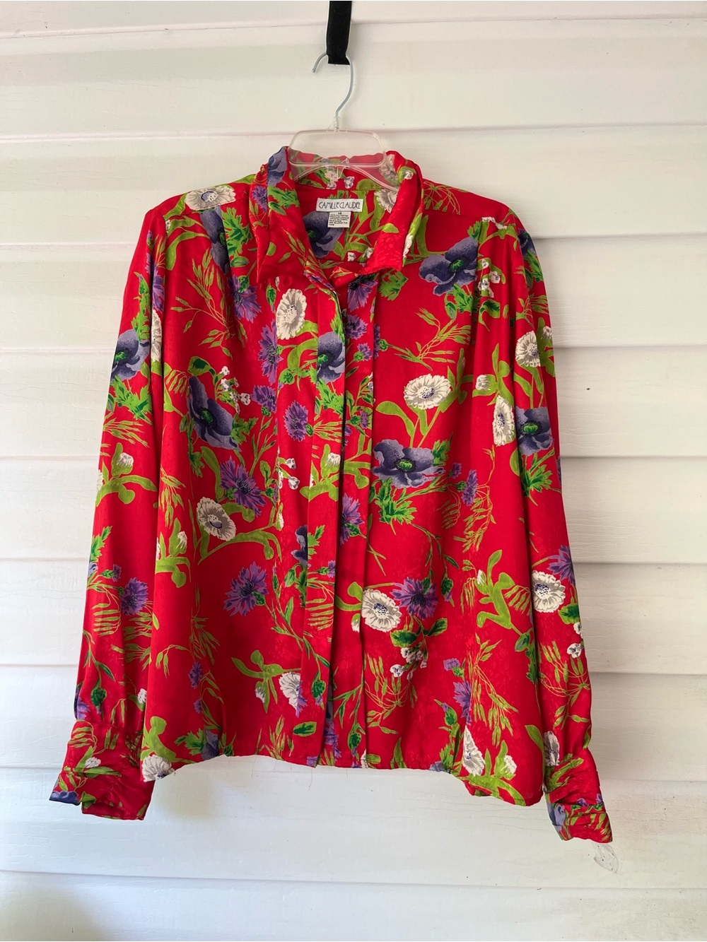 Camille Claudel Red Floral Button-Front Vibrant color lightweight  Plus size 16